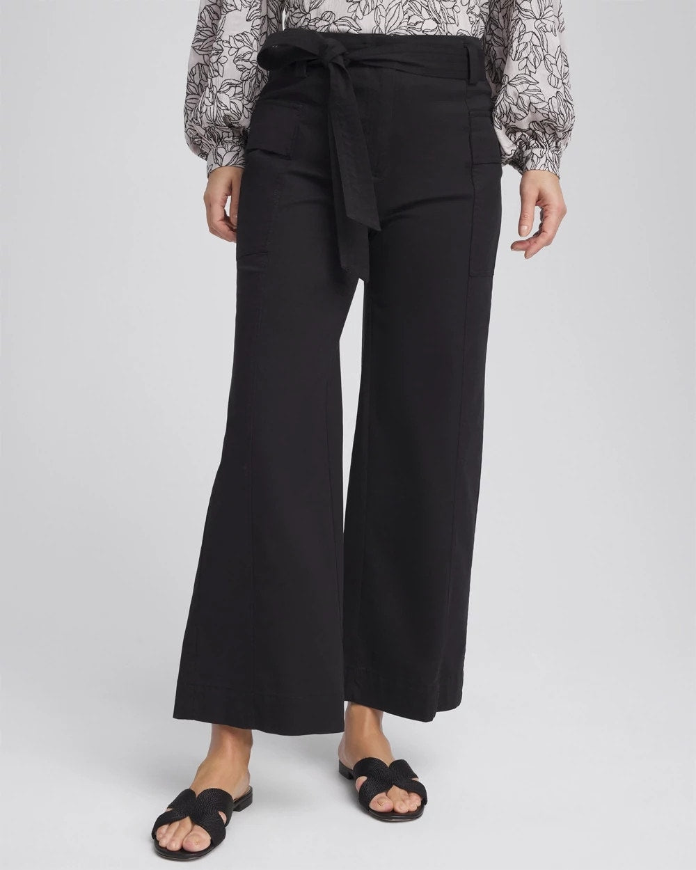 Chico's Petites Petite Belted Twill Utility Cropped Pants