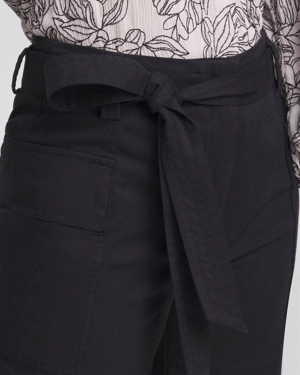 Chico's Petites Petite Belted Twill Utility Cropped Pants