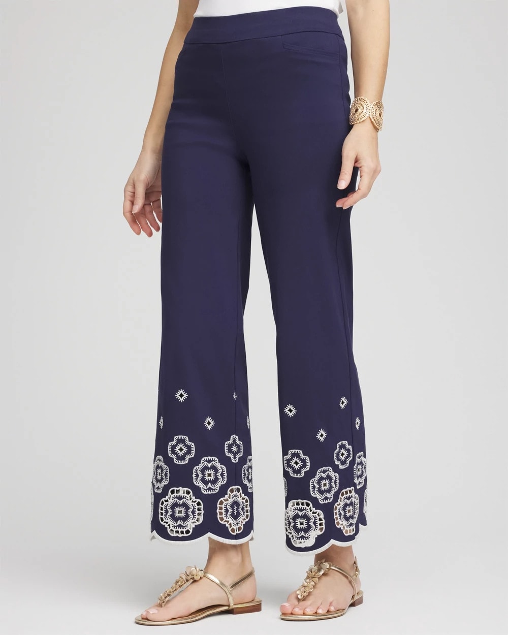 Chico's Petites Petite Brigitte™ 180 Embroidered Wide-Leg Cropped Pants