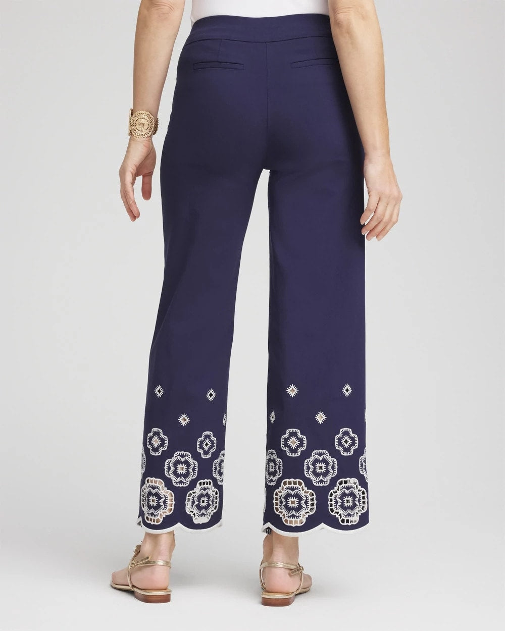 Chico's Petites Petite Brigitte™ 180 Embroidered Wide-Leg Cropped Pants