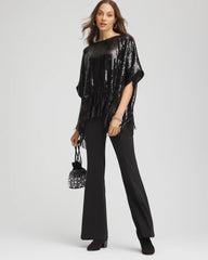 Chico's Petites Petite Crepe Flared Trouser Pants