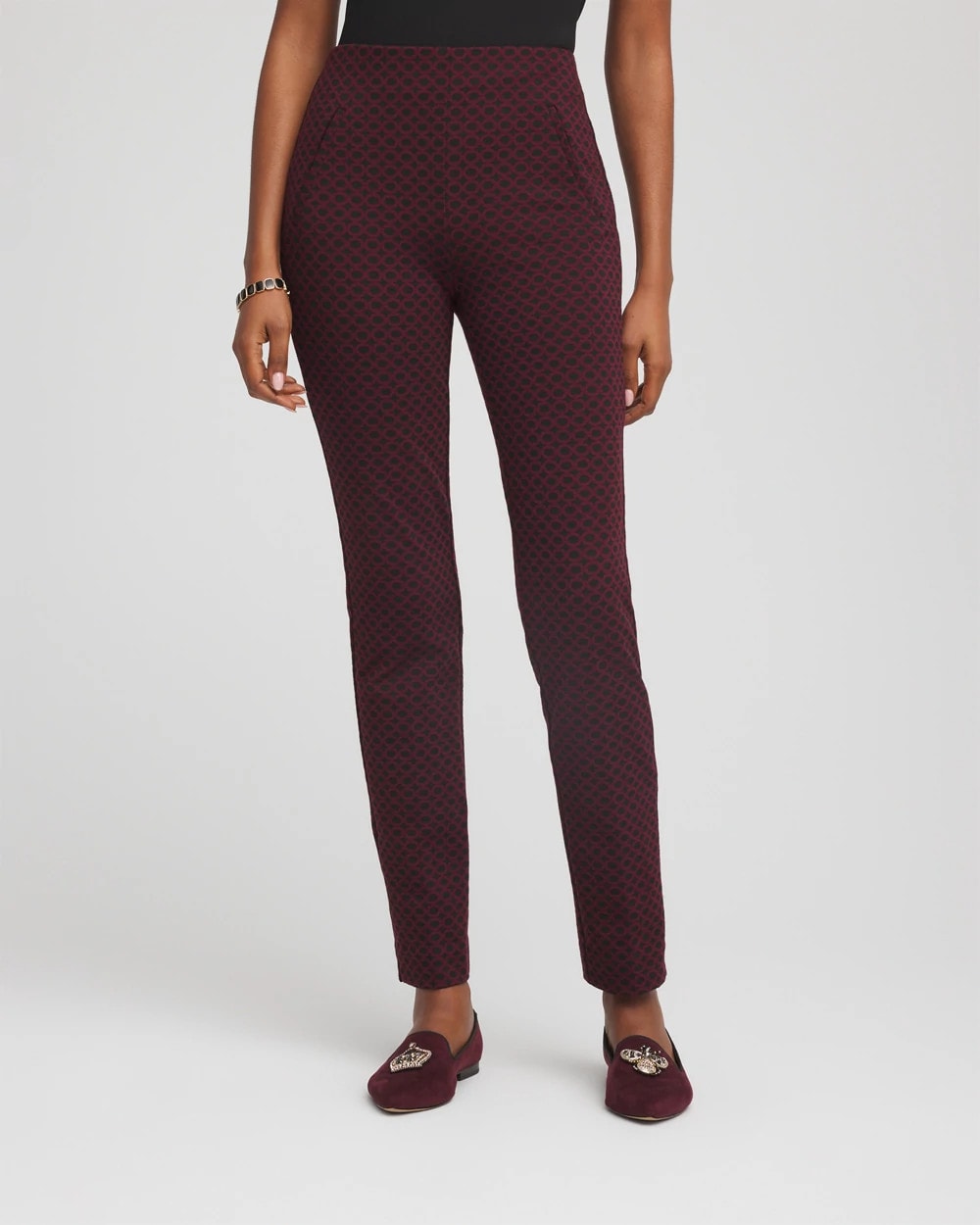 Chico's Petites Petite Circle Jacquard Juliet Slim Ankle Pants