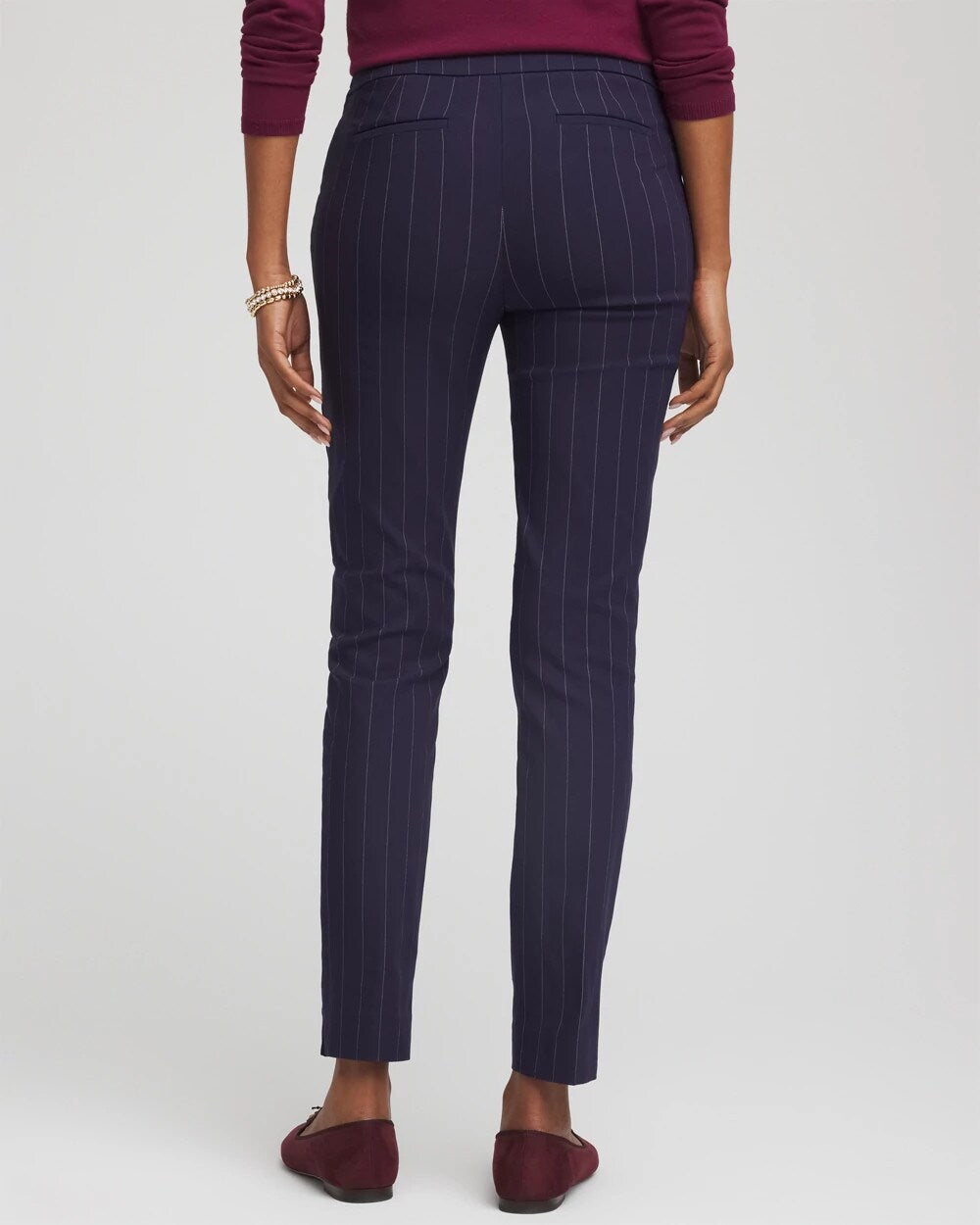 Chico's Petites Petite Pinstriped Brigitte™ Slim Pull-On Ankle Pants