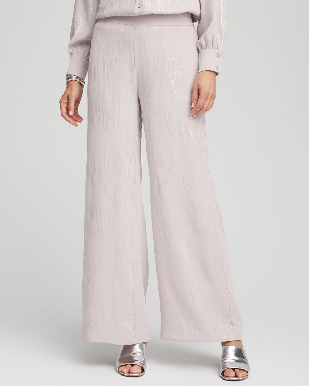 Chico's Petites Petite Sequin Wide Leg Pant