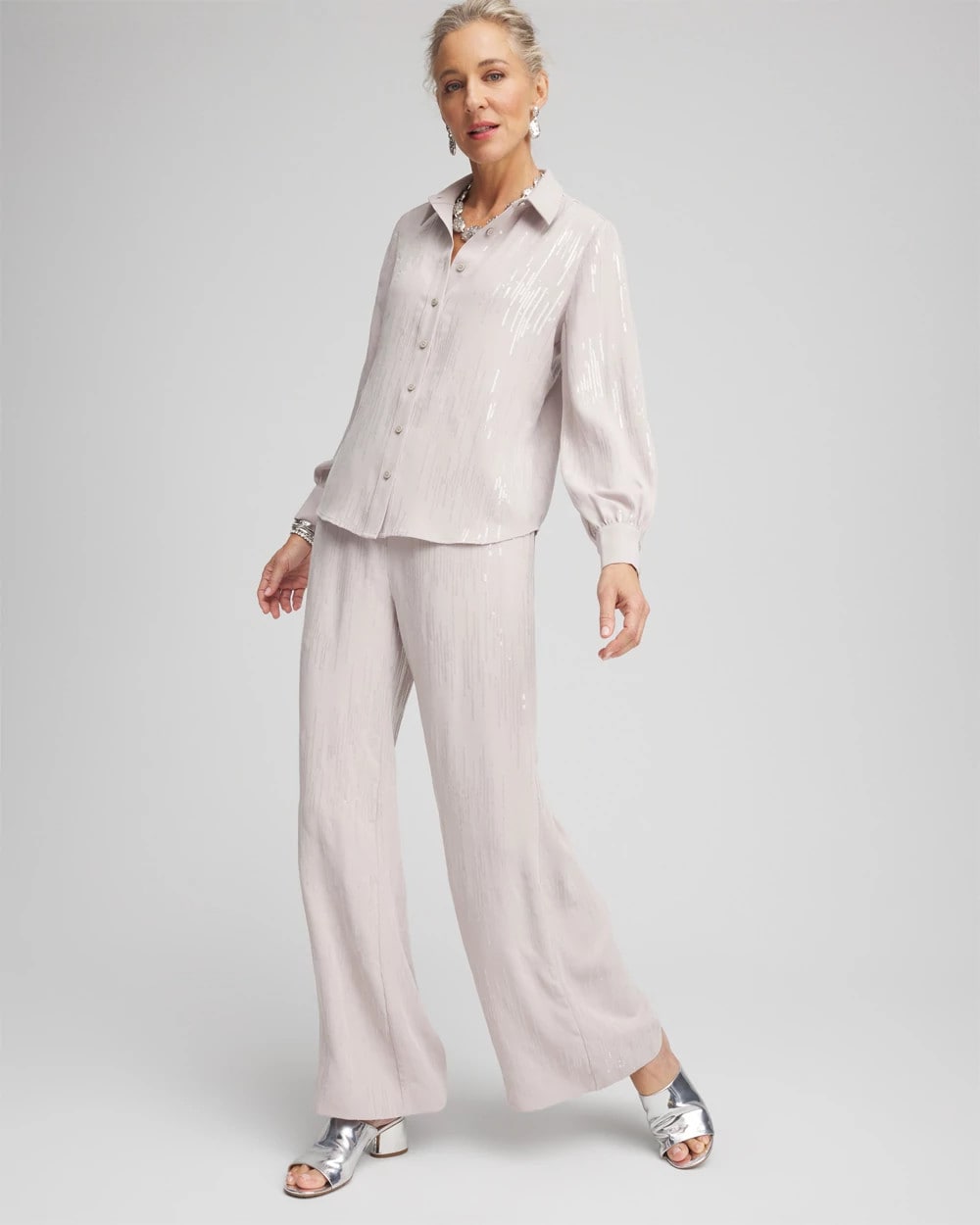 Chico's Petites Petite Sequin Wide Leg Pant