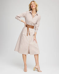 Chico's Petites Petite Vanilla Chai Striped Shirtdress