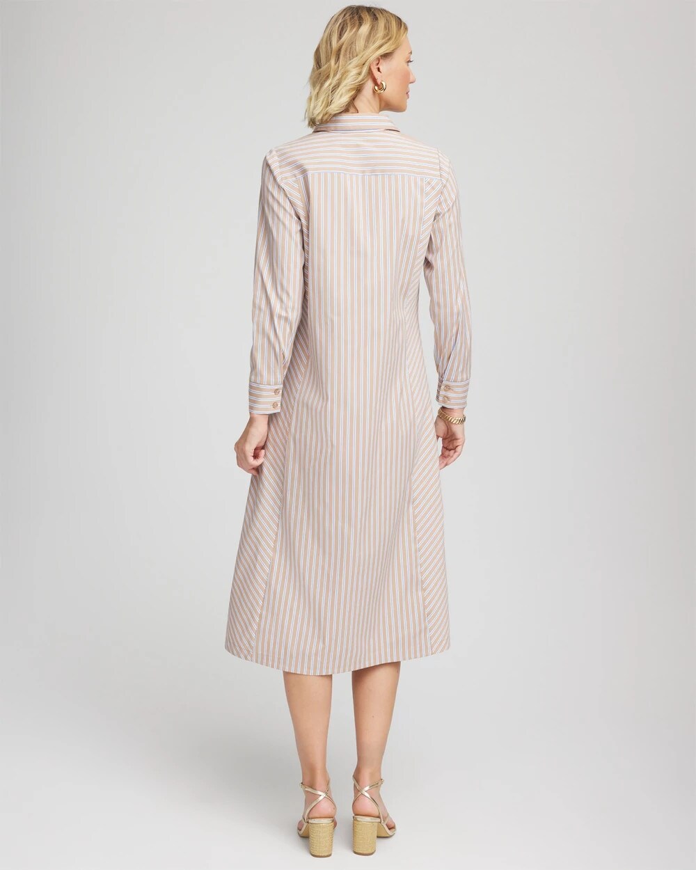 Chico's Petites Petite Vanilla Chai Striped Shirtdress