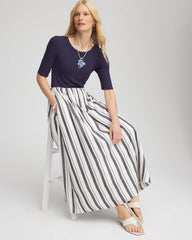 Chico's Petites Petite Mixed Metallic Striped Maxi Dress