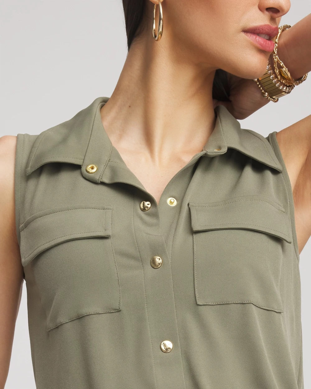 Chico's Petites Petite Travelers™ Knit Sleeveless Shirtdress