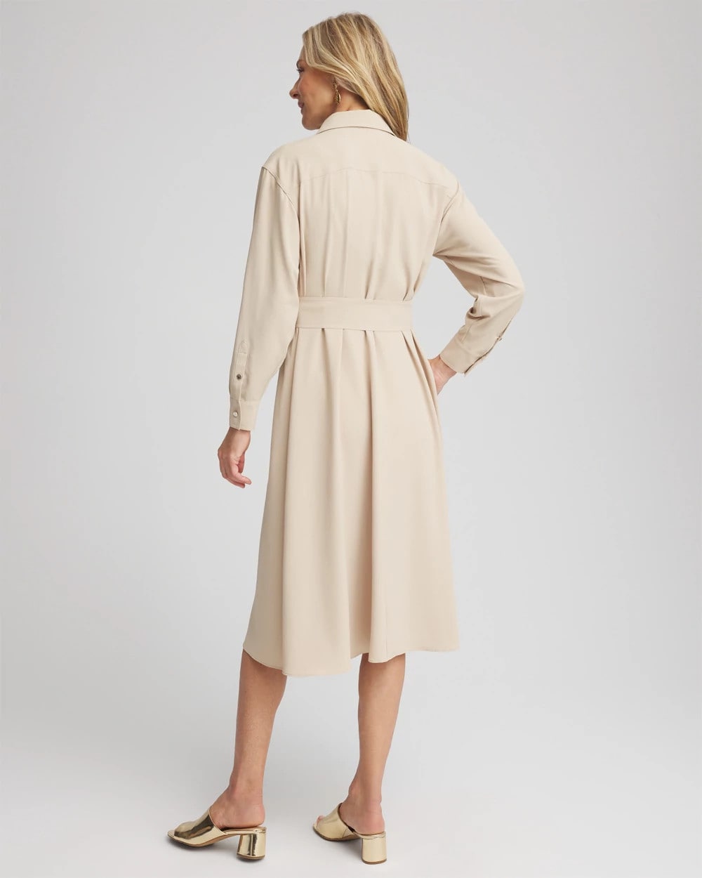 Chico's Petites Twill Belted Midi Shirtdress