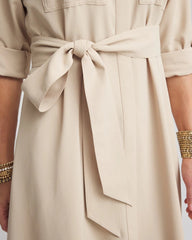 Chico's Petites Twill Belted Midi Shirtdress