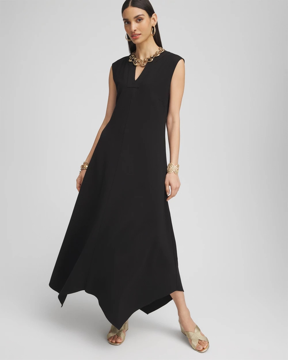 Chico's Petites Petite Trapunto Placket Midi Dress