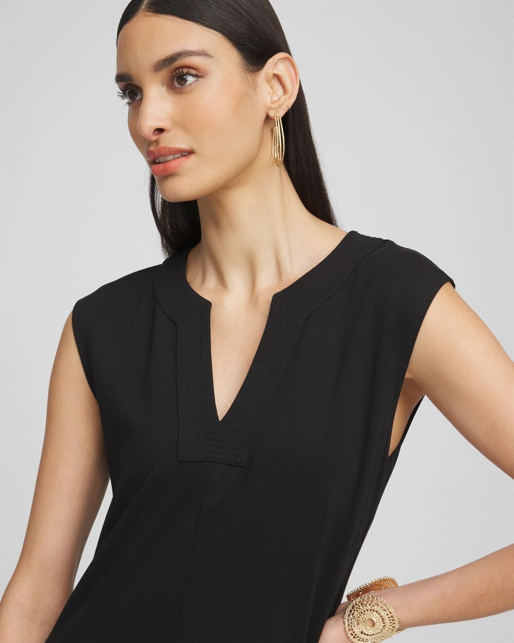 Chico's Petites Petite Trapunto Placket Midi Dress