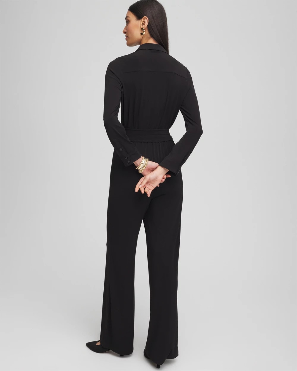 Chico's Petites Petite Belted Jersey Maxi Jumpsuit