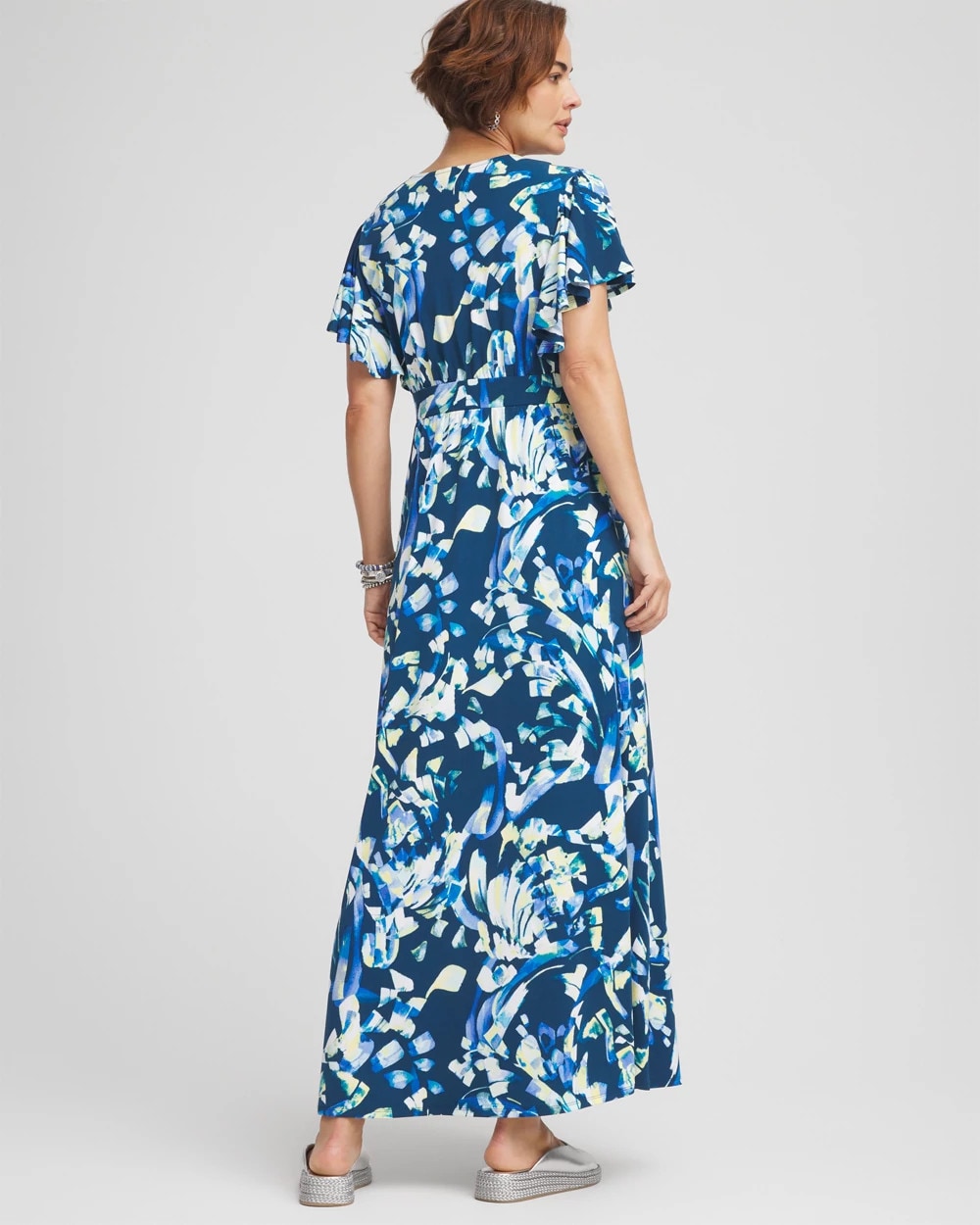 Chico's Petites Petite Flutter Sleeved Jersey Maxi Dress