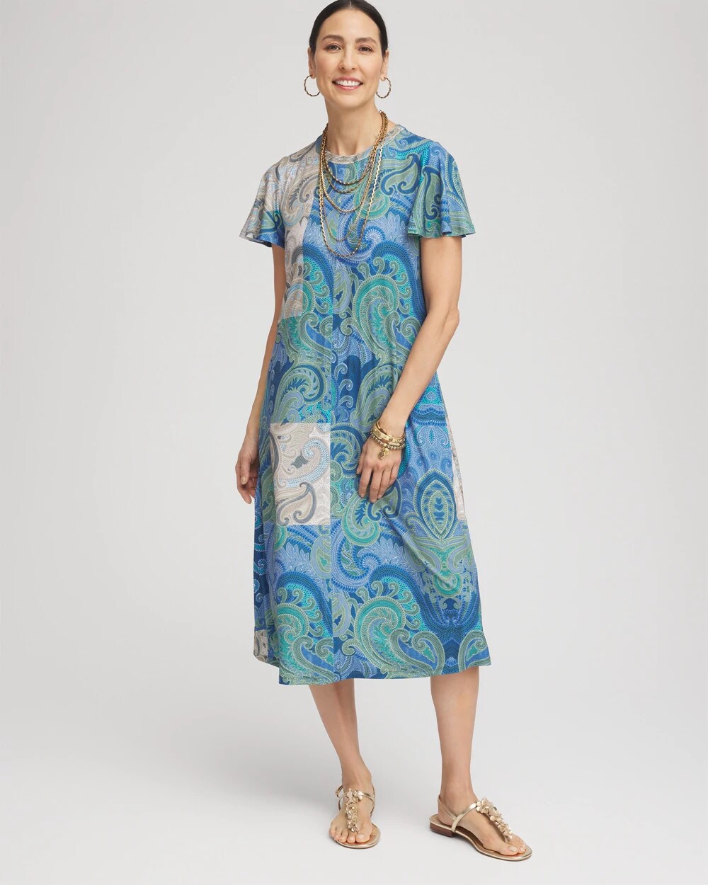 Chico's Petites Petite Trapunto Midi Jersey-Knit Dress