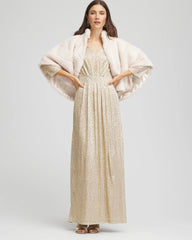 Chico's Petites Petite Metallic Knit Pleated Maxi Dress