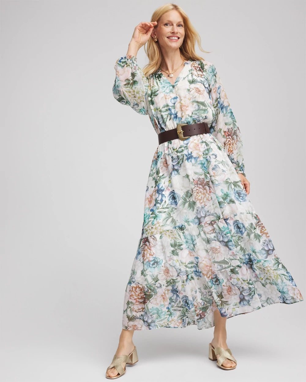 Chico's Petites Petite Georgette Tie-Front Maxi Dress