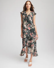 Chico's Petites Petite Floral Ruffle-Trim Chiffon Dress