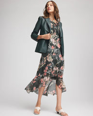Chico's Petites Petite Floral Ruffle-Trim Chiffon Dress