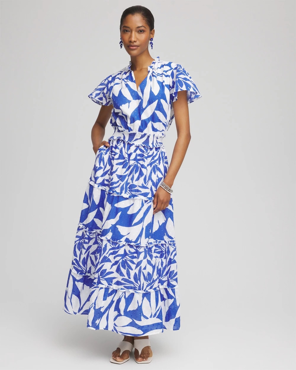 Chico's Petites Petite Flutter Sleeved Maxi Dress