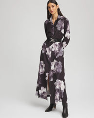 Chico's Petites Petite Floral Print Maxi Shirt Dress