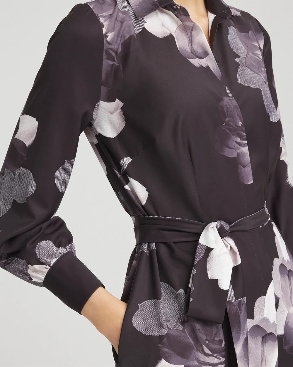 Chico's Petites Petite Floral Print Maxi Shirt Dress