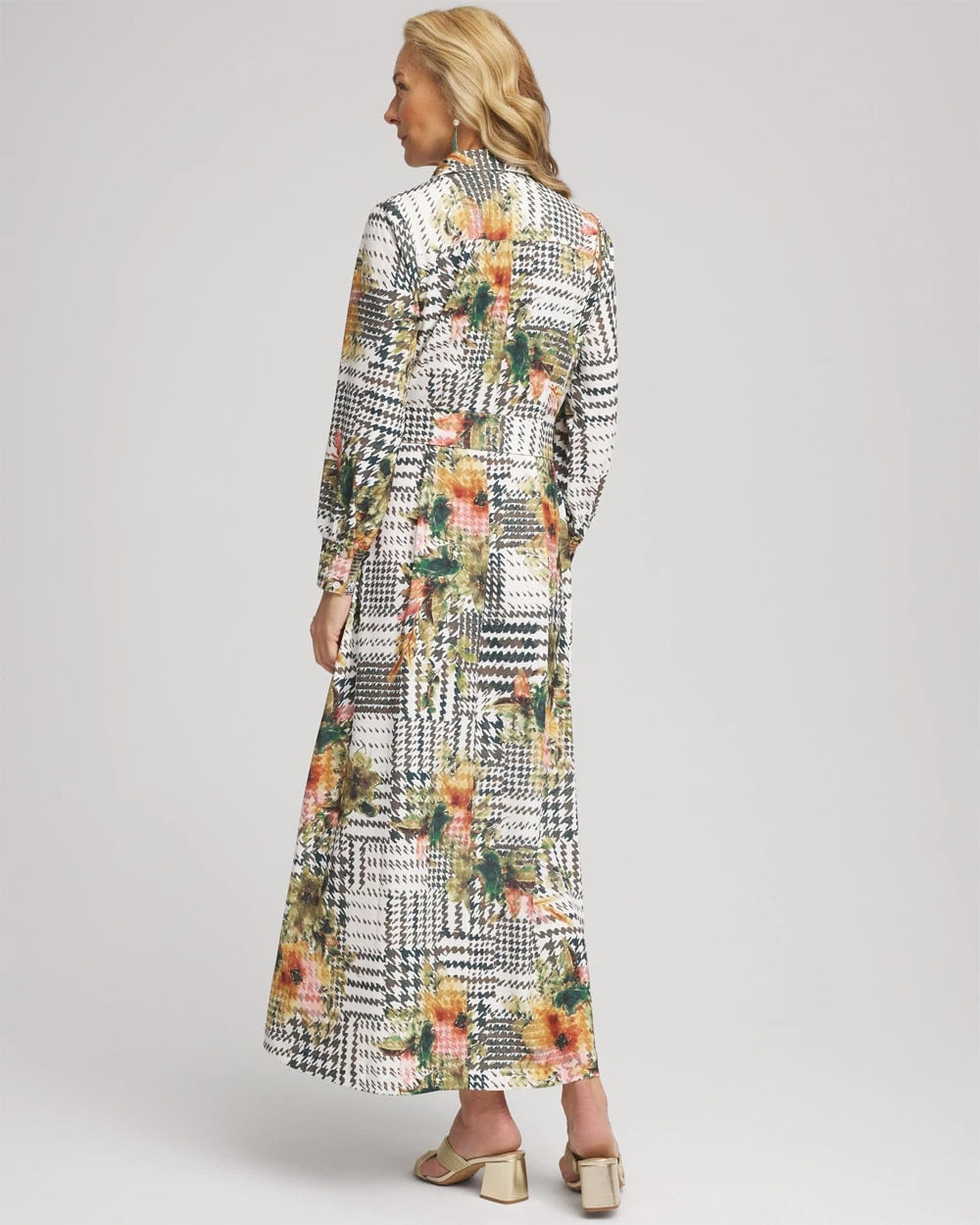 Chico's Petites Petite Artisanal Floral Print Maxi Shirtdress