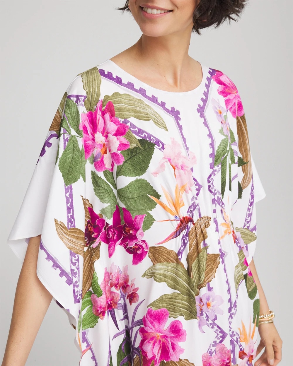 Chico's Petites Petite Island Cinch-Waist Kaftan Dress