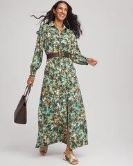 Chico's Petites Petite Printed Long-Sleeved Shirtdress