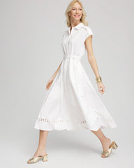 Chico's Petites Petite Poplin Circle Trim Maxi Shirtdress