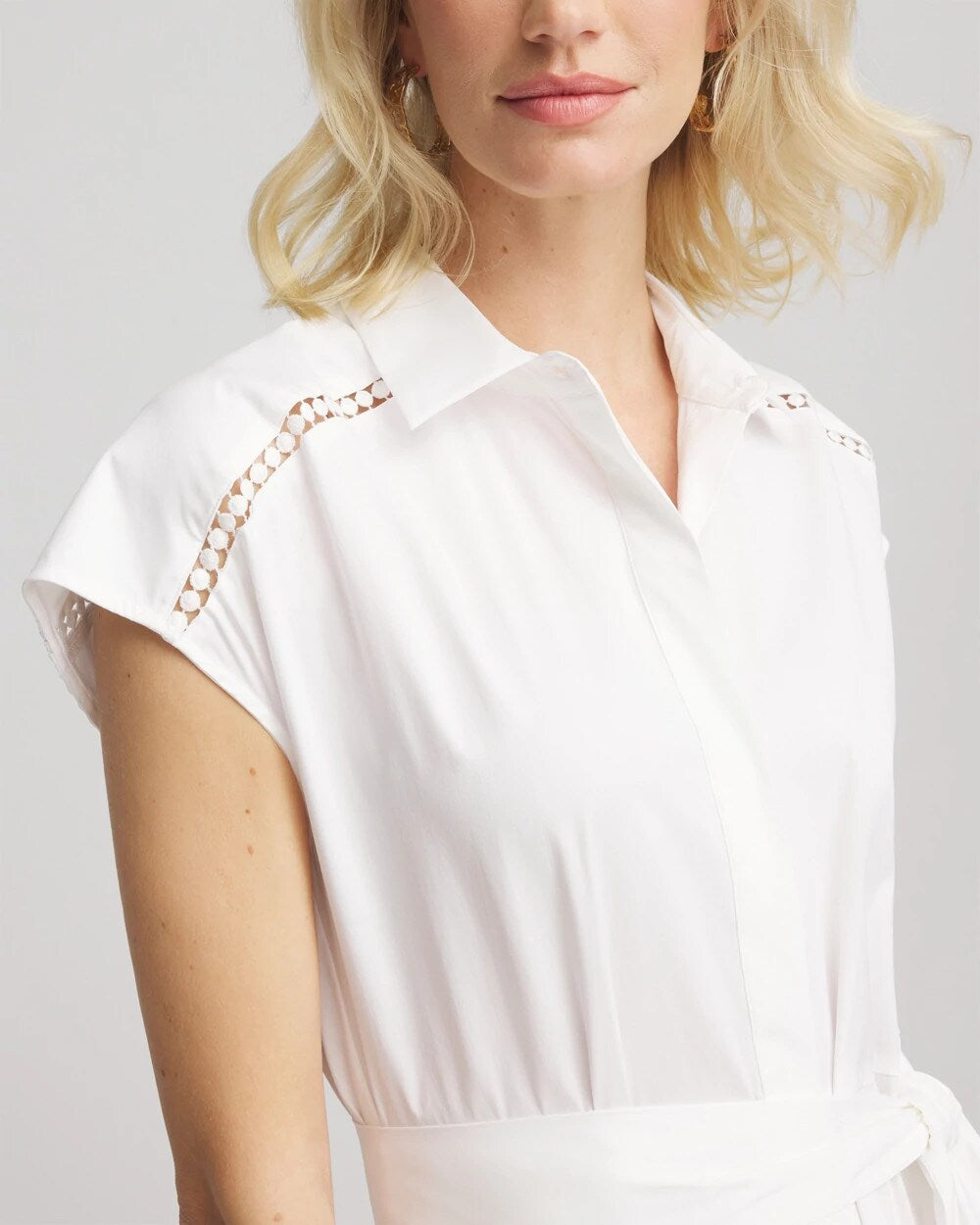 Chico's Petites Petite Poplin Circle Trim Maxi Shirtdress