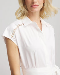 Chico's Petites Petite Poplin Circle Trim Maxi Shirtdress