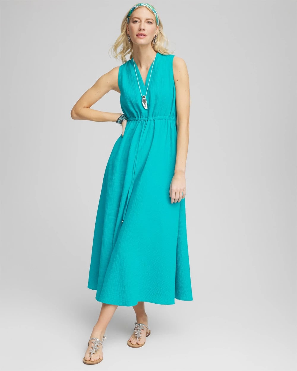 Chico's Petites Petite Sleeveless Gauze Maxi Dress