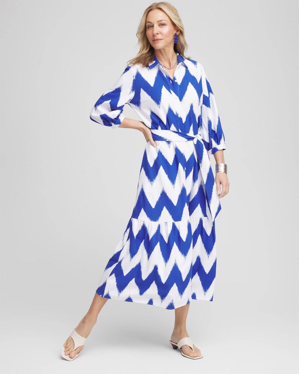 Chico's Petites Petite Chevron Striped Shirtdress