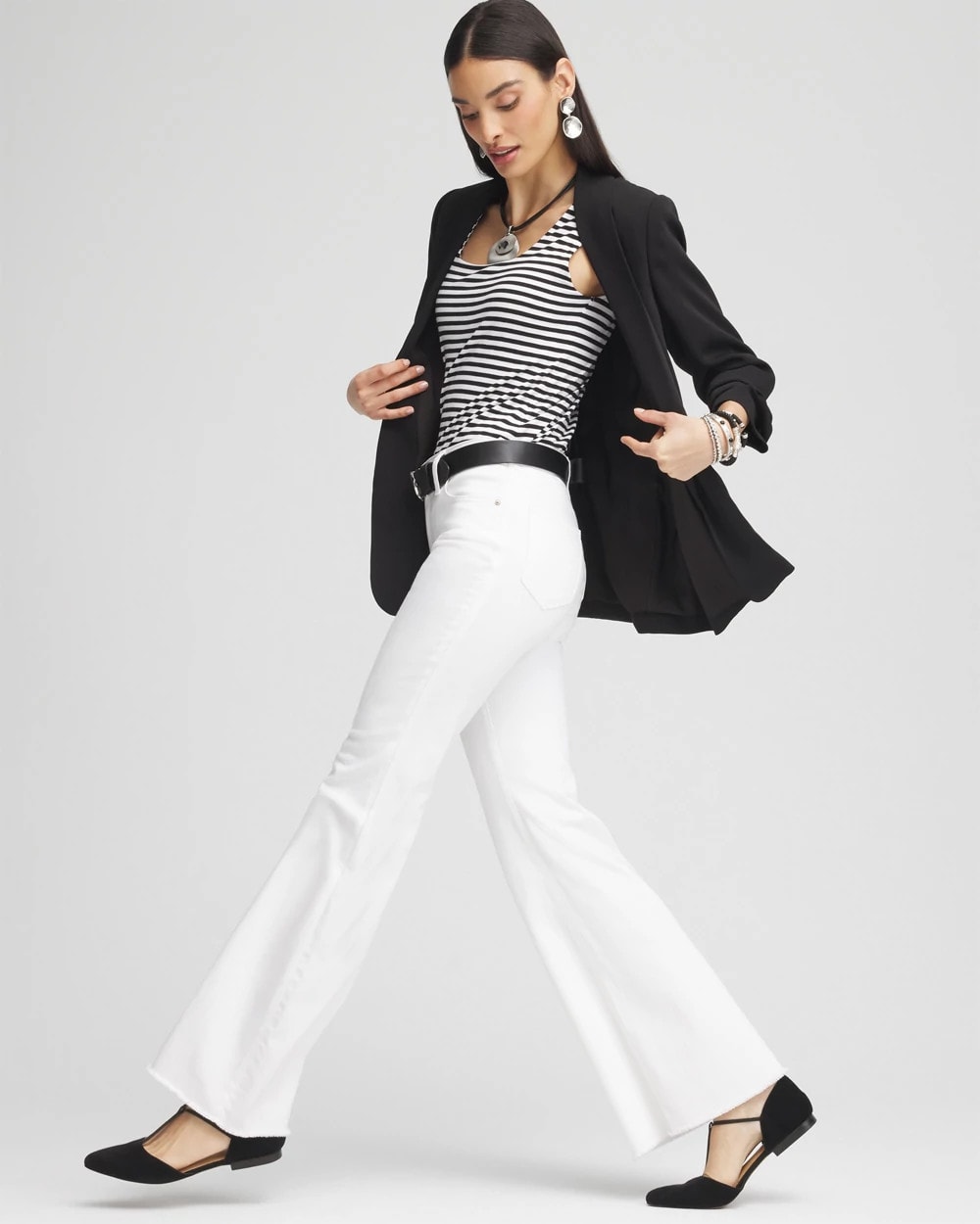 Chico's Petites Petite Girlfriend No Stain Frayed Flared Jeans