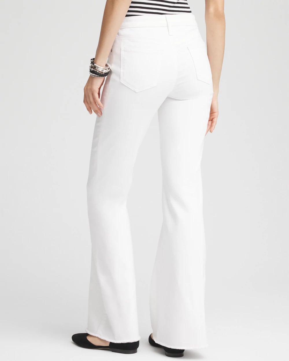 Chico's Petites Petite Girlfriend No Stain Frayed Flared Jeans
