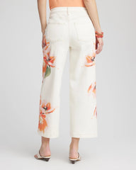 Chico's Petites Petite Floral High-Rise Wide-Leg Cropped Jeans