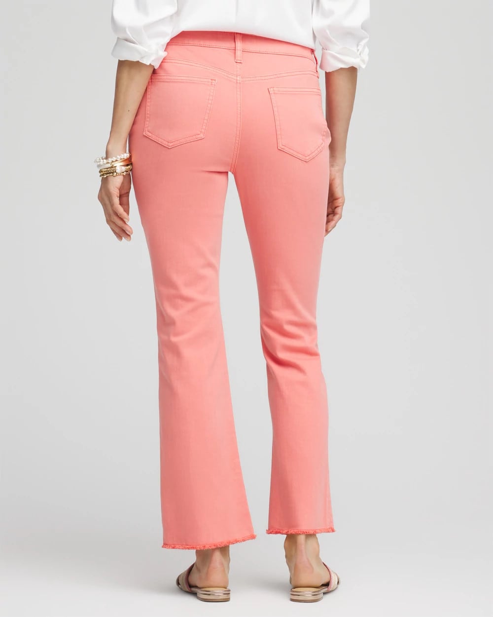 Chico's Petites Petite Girlfriend Fray Hem Kick Flare Jeans