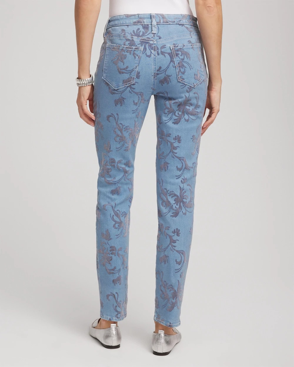 Chico's Petites Petite Girlfriend Slim Ankle Flocked Jeans