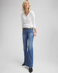 Chico's Petites Petite Girlfriend Frayed Flared Jeans