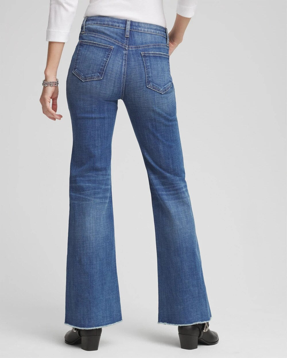 Chico's Petites Petite Girlfriend Frayed Flared Jeans