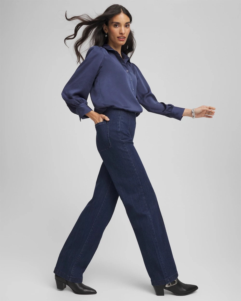 Chico's Petites Petite Pull-On Wide-Leg Trouser Jeans