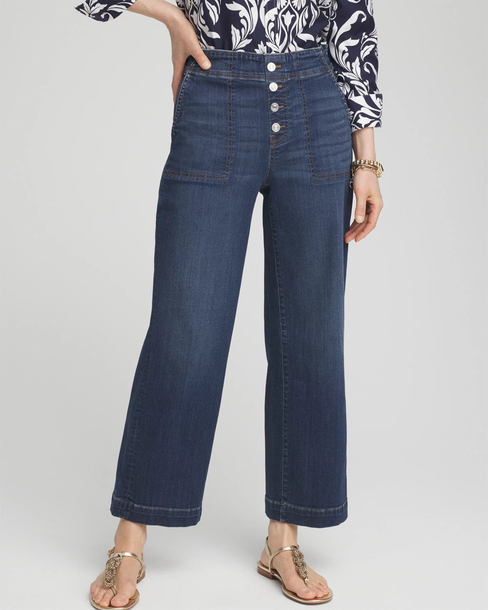 Chico's Petites Petite Pull-on Wide Leg Cropped Pants