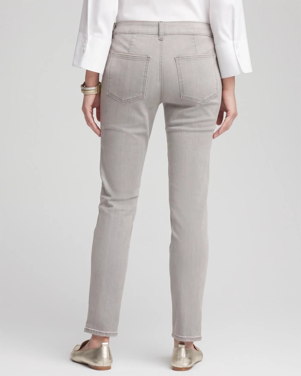 Chico's Petites Petite Silver Pull-On Slim Ankle Jeggings