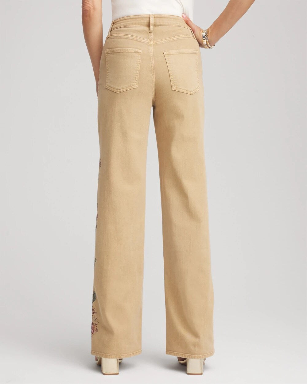 Chico's Petites Petite Embroidered High-Rise Wide-Leg Jeans