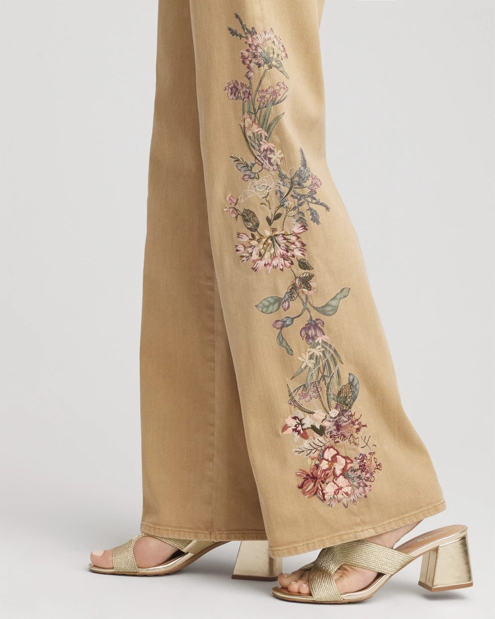 Chico's Petites Petite Embroidered High-Rise Wide-Leg Jeans