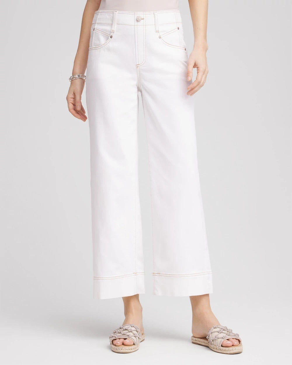 Chico's Petites Petite No Stain Pull-On Wide Leg Cropped Jeans
