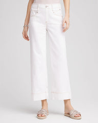 Chico's Petites Petite No Stain Pull-On Wide Leg Cropped Jeans