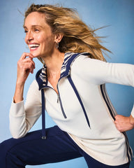 Chico's Collections Zenergy® Double-Knit Stripe Hood Tunic